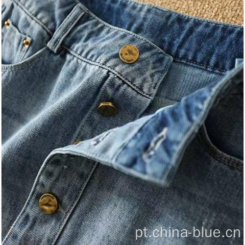 Saia colorida de contraste de jeans de senhoras